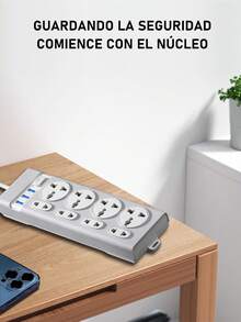 1 Pieza Multicontacto USB, Regleta Multicontacto pared, 8 salidas, 3 puertos de carga USB , Conector múltiple, Enchufe de pared con toma de corriente, Regleta para el hogar, oficina, dormitorio - Blanco - Ver 8