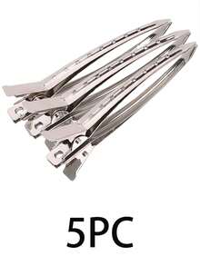 100 piezas Pinzas rizadoras para el cabello de 3,5 pulgadas para lazo, gran pinza de pasador, salón de peluquería, barbería (plata) - Plateado - Ver 7