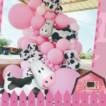 2 个牛形聚酯铝箔气球，农场动物主题派对装饰，圣诞节 - 彩色 - 查看 2