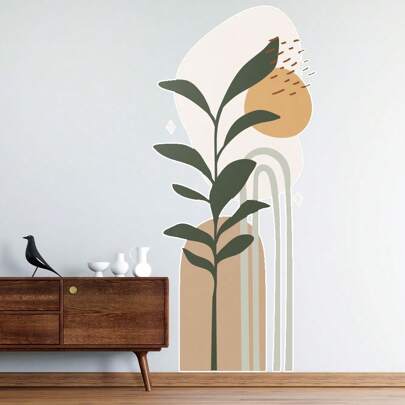 Adesivo De Parede Flor Contemporâneo Tons Pastel Moderno 115x51cm