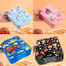 4-Grid Square Lunch Box, Suitable For Teenagers And School Staff, Cafeteria, Back To School Camping Picnic And Beach, Household Kitchen Goods, Microwave And Refrigerator Safe - Single Buckle Lunch Box - View 2