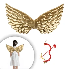 Cupid Costume Set With Wings And Bow And Arrow, Red & Gold, For Halloween Cosplay Photography Props,Christmas - Red - View 4