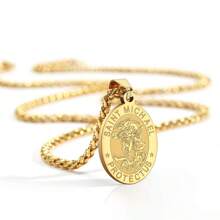 Collar de San Miguel para hombres, medalla de acero inoxidable del santo arcángel San Miguel, colgante medallón del santo guardián San Miguel - San Miguel - Ver 2