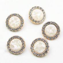 5 adet Yapay Elmas Dekor Düğmesi - Bej - Görünüm 9