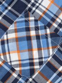Balabala 男童衬衫长袖秋冬格子花衬衫时尚上衣 - 藍黑 - 查看 3