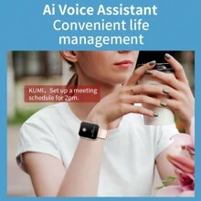 Reloj inteligente KUMI KU6 Meta IP68 resistente al agua de 1.96" con talla grande de 100 diseños de esfera exquisitos, con brújula, Bluetooth, detección de vitalidad y llamadas - Plateado - Ver 10