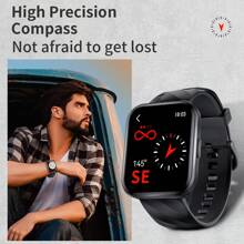 Reloj inteligente KUMI KU6 Meta IP68 resistente al agua de 1.96" con talla grande de 100 diseños de esfera exquisitos, con brújula, Bluetooth, detección de vitalidad y llamadas - Plateado - Ver 3