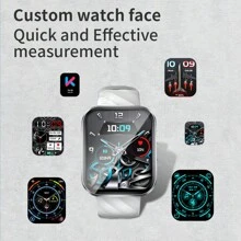 Reloj inteligente KUMI KU6 Meta IP68 resistente al agua de 1.96" con talla grande de 100 diseños de esfera exquisitos, con brújula, Bluetooth, detección de vitalidad y llamadas - Plateado - Ver 11