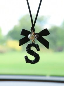 1pc Black Ceramic Letter Car Interior Hanging Decor - one-size - View 25