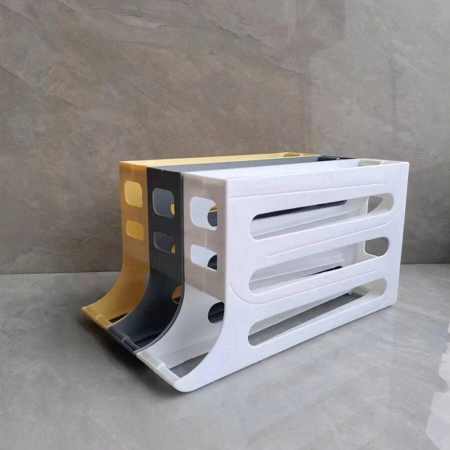 2pcs Random Delivery New Design Sliding Chute Egg Storage Box Automatic Roll Egg Holder,Kitchen Storage,Kitchen Organizer,Kitchen Organiser,Storage Items,Kitchen,Storage,Organizer,Organiser,Organization,Organizers,Drawer Organizer,Travel,Kitchen Items,Kitchen Utensils,Kitchen Tools,Kitchen Things. - Multicolor - View 1