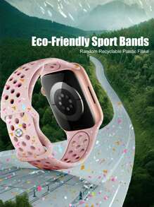 透气运动表带,兼容 38mm、40mm、41mm、42mm、44mm、45mm、49mm 表盘,男女通用,塑料软硅胶材质,彩色圆点孔设计,兼容 Series 11、10、9、8、7、6、5、4、3、2、1、SE、Ultra、3、2、1。 - 粉色 - 查看 3