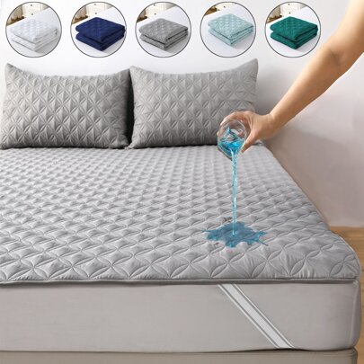 1pc Waterproof Thickened Mattress Protector, Dustproof Breathable Mattress Cover, Soft Comfortable Noiseless Mattress Pad, Suitable For Bedroom, Hotel, School Dormitory(Pillowcases Not Included)