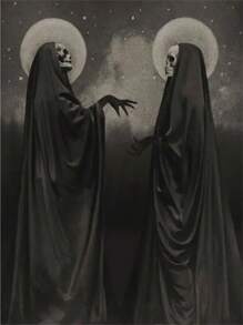 1 件万圣节黑暗学院派艺术黑死病海报印刷品适用于客厅家居装饰北欧哥特式恐怖女巫帆布画墙画无框架 - 彩色 - 查看 18