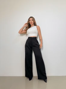 ADD WOMEN'S FASHION EIRELI- 3271, WOMEN'S TAILORED PANTS, HIGH WAIST, PANTALON, ELEGANT, CASUAL, EVERY DAY, WORK, SUPER STYLISH. - 黑色 - 查看 5