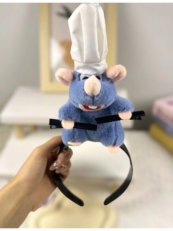 Diadema de Ratatouille, ratita azul kawai 14 cm, peluche para el cabello