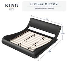 Allewie Full/QueenKing Size Bed Frame With Ergonomic & Adjustable Headboard, Low Profile Modern Upholstered Platform Sleigh Design - Easy Assembly, No Box Spring Required, Black/White/Grey * Bed Frame Queen Queen Bed Frame Bed Frame Full Full Size Bed Frame King Size Bed Frame Twin Bed Frame Room Decor Home Decor Christmas Decor Bedroom Decor Valentine Day Decor Storage Living Room Decor Furniture House Decor - 黑色 - 查看 11