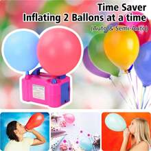 电动气球泵，便携式气球鼓风机充气泵，大功率双喷嘴电动气球充气机，适用于派对婚礼节日周年装饰、返校、开学第一天