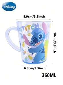 Disney 360毫升官方授权史迪奇水杯，防摔透明水晶ABS材质，可作牙刷杯、家用漱口杯、办公室牛奶咖啡茶杯，情侣生日情人节礼物，家居最佳选择 - 360ML Large Volume - 查看 2