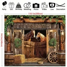 1pc Texas Western Cowboy Barn Backdrop, Party Decoration Background Photo Prop, Photography Studio Prop, Suitable For Indoor And Outdoor Decoration Banner,Christmas - Multicolor - View 2