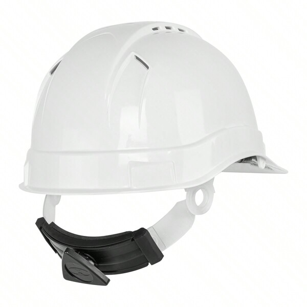 Casco de seguridad ventilado, ajuste de matraca, blanco 101258
