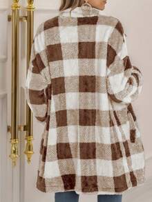 Women Plaid Fleece Jacket, Thick And Warm For Autumn/Winter - Khaki - View 2