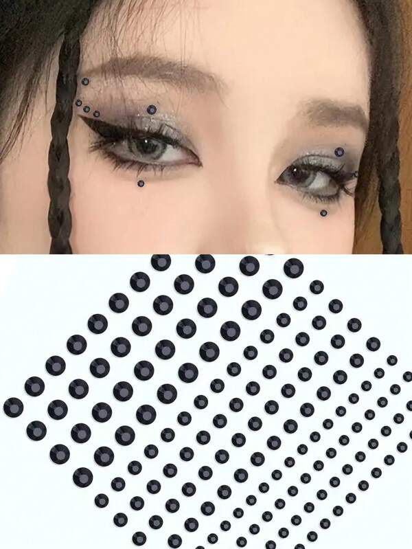 1PC Rhinestone Facial Tattoo Sticker For Party, Face Jewels Festival Makeup Eye Jewels Stick On Rhinestone For Face, Hair, Body, Eye