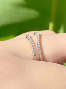 AIHUASI 1枚925纯银弧形结婚戒指，女士戒指增戒，适合搭配订婚戒指，镶嵌5A级立方氧化锆，精致珠宝礼品 - 銀色 - 查看 8