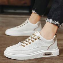 通用男士低帮纯色休闲滑板鞋 - 可调节扣、防滑、舒适、透气、轻便、PU 鞋面、PVC 鞋底，非常适合四季户外散步、远足、慢跑 - 卡其色 - 查看 7