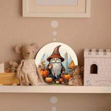 1 pieza, Calabaza estilo clásico de hombre mayor, artículo redondo de madera para Halloween, decoración del hogar, perforado previamente, plano, HD, apto para dormitorio, jardín, baño, garaje, hotel, cafetería, oficina, panadería - Multicolor - Ver 6