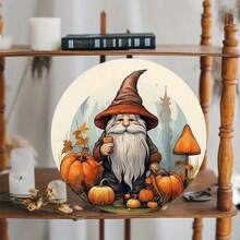 1 pieza, Calabaza estilo clásico de hombre mayor, artículo redondo de madera para Halloween, decoración del hogar, perforado previamente, plano, HD, apto para dormitorio, jardín, baño, garaje, hotel, cafetería, oficina, panadería - Multicolor - Ver 4