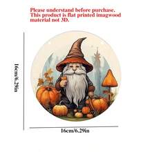 1 pieza, Calabaza estilo clásico de hombre mayor, artículo redondo de madera para Halloween, decoración del hogar, perforado previamente, plano, HD, apto para dormitorio, jardín, baño, garaje, hotel, cafetería, oficina, panadería - Multicolor - Ver 2