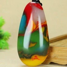 1 件天然玉石原石吊坠，色彩缤纷，手玩原石，优质宝石水晶首饰，全手工雕刻，女士，男士，石英水晶财富玩物，和平吊坠，情侣礼物，男士礼物，适合节日派对礼物，石英水晶礼物。（挂绳礼盒） - 彩色 - 查看 1