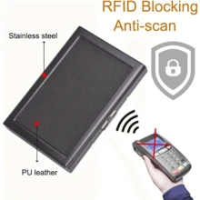 双面皮革 RFID 信用卡夹 金属信用卡盒 钱包 名片夹 女士 男士 黑色卡片夹 女士卡片夹 卡片套 男士卡片夹 男士礼物 礼物创意 男士生日礼物 男士礼物 丈夫礼物 女士礼物 - 彩色 - 查看 7