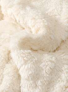 2pcs Baby Boy Solid Color Fleece Jumpsuit & Hat Set - Beige - View 9