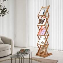 Pop-Up Bamboo Literature Magazine Rack Display Holder Stand