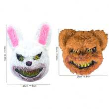 1pc Halloween Horror Animal Mask, Violent Rabbit Terror Bear Cosplay Prop, Masquerade Costume Mask - Multicolor - View 2