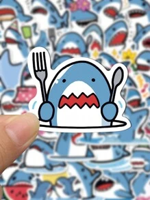 50张可爱小鲨鱼卡通涂鸦贴纸DIY装饰手机笔记本电脑手册水杯防水贴鲨鱼贴纸礼物，鲨鱼墙贴，彩虹破折号，涂鸦墙贴，可爱鲨鱼，手机贴，鲨鱼，贴纸，彩虹，鲨鱼，贴纸，鲨鱼贴纸，贴纸，鲨鱼，贴纸，贴纸，散装贴纸，笔记本电脑贴纸，逆戟鲸 - 彩色 - 查看 6