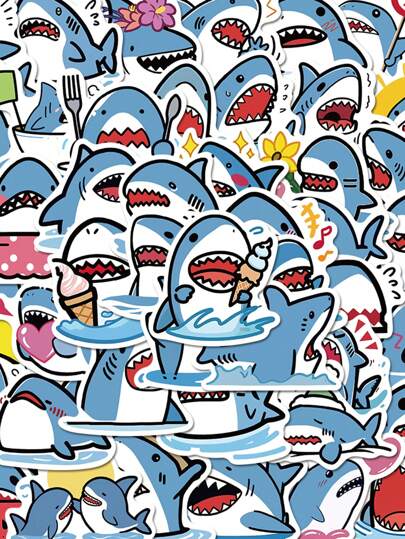 50pcs Cute Little Shark Cartoon Graffiti Stickers DIY Decorative Mobile Phone Laptop Handbook Water Cup Waterproof Stickers Shark Stickers Gifts, Shark Wall Stickers, Rainbow Dash, Graffiti Wall Stickers, Cute Shark, Phone Stickers, Shark, Stickers, Rainbow, Shark, Stickers, Shark Stickers, Stickers, Shark, Sticker, Stickers Bulk, Stickers For Laptop, Orca,Stickers,Shark,Sticker
