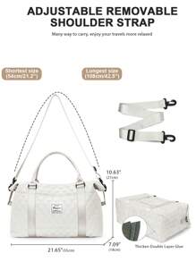 Floless Large Travel Duffel Bag For Women, Quilted Weekender Bag,Overnight Bag With Wet Pocket&Trolley Sleeve, Lightweight Carry On Sports Tote Gym Duffel Bag Hospital Bag, Gift Bag For Women School School Supplies Summer Holiday Festival Vacation Back To School Dorm Essentials Back To School School Bag Travel Essentials Travel Organizer For Beach Summer Vacation Travel Bag For Suitcase Gym Bag Duffle Bag Weekend Bag For Luggage Carry On Bag College Bag Luggage Bags Winter - Beige - View 4