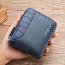 1 件新款男士钱包，鳄鱼压纹 PU 皮革，多功能拉链短钱包，时尚休闲，适合青少年、学生、户外活动、旅行、毕业礼物、生日礼服配饰正式/商务正式情人节创意 - 藍色 - 查看 5