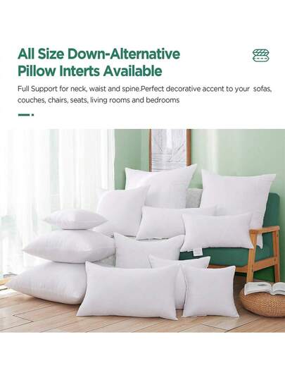 1pc Wit Kussen Insert, Full Size Renewable Fiber Filler, Bed, Sofa, Living Room, Bedroom, Office, ative Pillow, Bed Car Support view 5