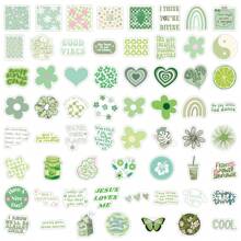 50PCS Green Stickers Aesthetic Vinyl Stickers Decals Scrapbook, Journaling, Laptop, Bumper, Skateboard, Water Bottles, Computer, Phone,Clean Girl Stickers,Ireland Sticker,Mint To Be Stickers - Multicolor - View 3
