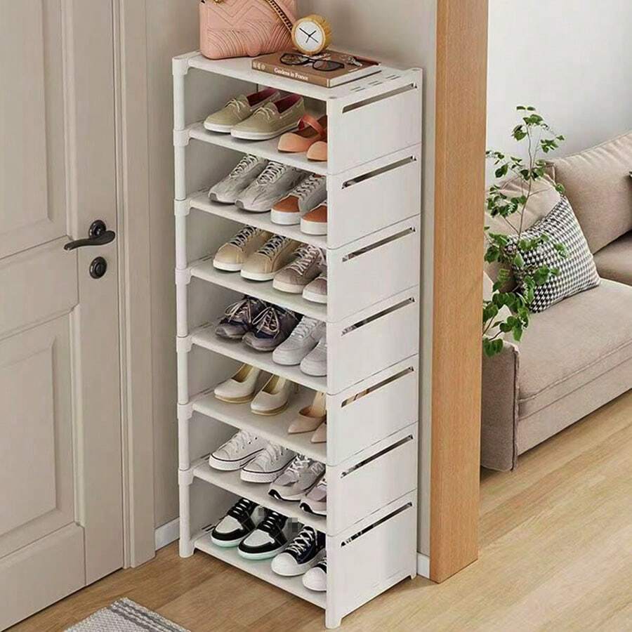 1 pezzo Portascarpe domestico bianco a più strati su due file, portascarpe per dormitori scolastici, adatto per il soggiorno, il dormitorio scolastico, può essere assemblato liberamente, regalo per fidanzata/o