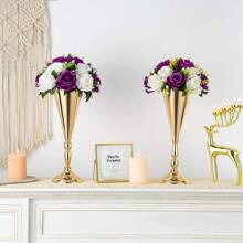 6pcs Artificial Flowers Silk Rose Flowers For Wedding Centerpiece Party Birthday Anniversary Floral Arrangement Decorations - 6件-紫色 - 查看 2