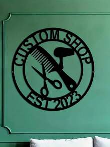 Logotipo de Parede de Metal Vintage Personalizado para Barbearia, Etiqueta de Nome de Barbeiro, Rótulo de Metal Personalizado para Barbearia, Arte de Parede de Metal para Salão de Beleza, Decoração de Parede da Barbearia, Presente para Cabeleireiro, Dia dos Namorados, Decoração do Dia dos Namorados