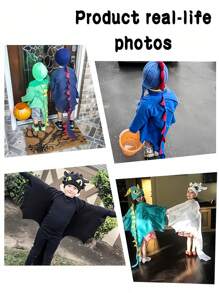 Kostium na imprezę świąteczną/Halloweenową, peleryna, kapelusz, maska - element dinozaura, dziecięcy szal na występ na festiwalu, kostium cosplay na imprezę świąteczną, prezenty festiwalowe na Boże Narodzenie i Nowy Rok, kostium dla dzieci na Halloween, kostium dla dzieci