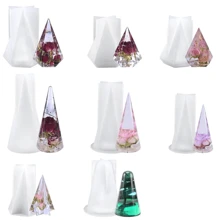 8 种款式戒指架锥形树脂模具，金字塔硅胶模具，用于树脂铸造 DIY 珠宝戒指展示架蜡烛制作工艺品 - 彩色 - 查看 1