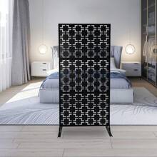 ZhdnBhnos LINSIE Outdoor Privacy Screen 6.2FT Height Checker Pattern Privacy Screen Panels Decorative Panels Freestanding Outdoor Privacy Fence Screens For Patio, Balcony, Garden, Porch, Black Outdoor Decorative Privacy Screen Panel Planter Wall Metal Fence Panels Black The Best Gift/Present For Family&Friends Happy Christmas - Black - View 4