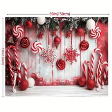 Tela de fondo multiusos con bastón rojo de caramelo para fiesta navideña - Hecha de material de poliéster, apta para fotografía y decoración, decoración navideña, decoración para fiesta de caramelos