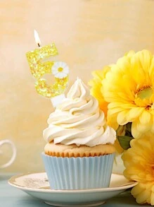 Yellow Crystal White Daisy Number Candles 0-9 For Birthday Party Cake Decorations - Multicolor - View 4